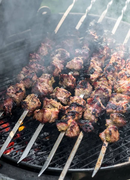 Matlagning shashlik grill på grillen — Stockfoto