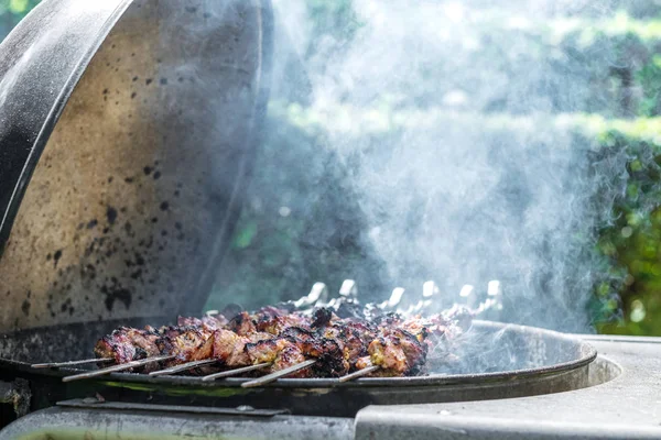 Cooking shashlik barbecue on the grill — Stock Photo, Image