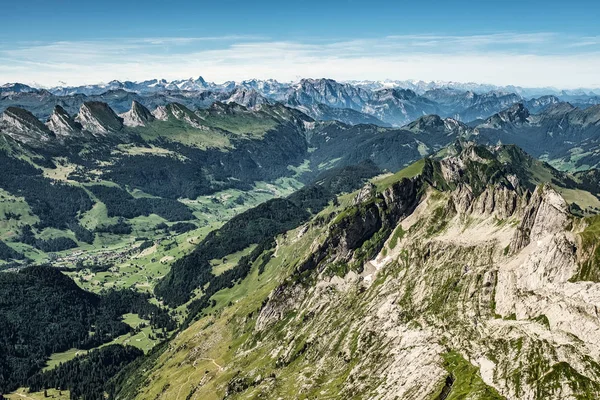 Mountain view from Mount Saentis, Switzerland , Swiss Alps. — Stock Photo, Image