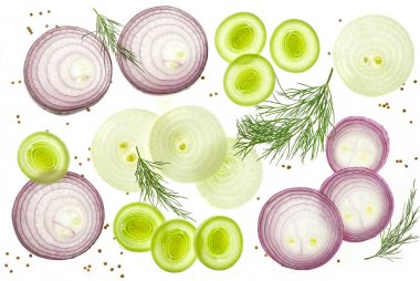 Kompozisyon çeşitli dilimlenmiş sebze