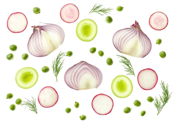 Kompozisyon çeşitli dilimlenmiş sebze