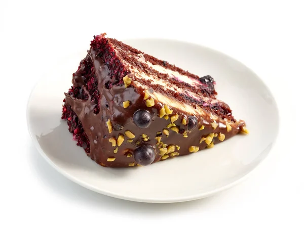 Pezzo di cioccolato e torta di ribes nero — Foto Stock