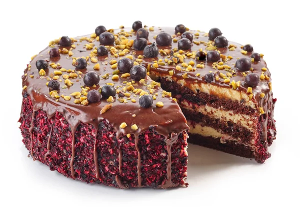 チョコレートと黒カラントケーキ — ストック写真
