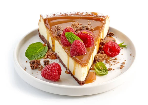 Piece of caramel cheesecake — Stock Photo, Image