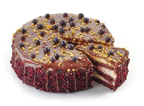 Torta al cioccolato e ribes nero — Foto Stock