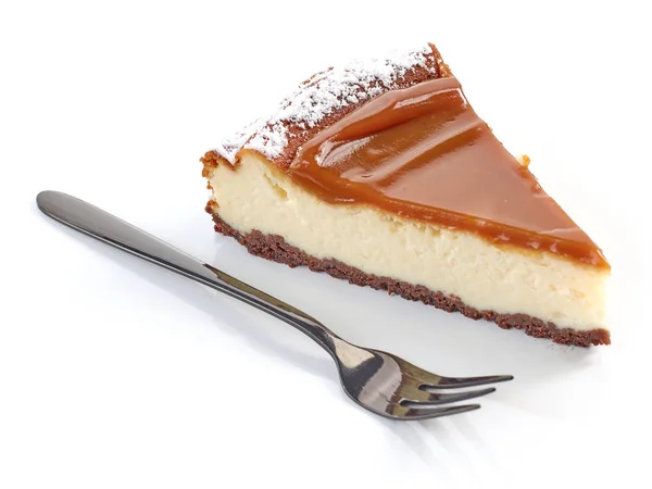 Pedaço de cheesecake de caramelo — Fotografia de Stock