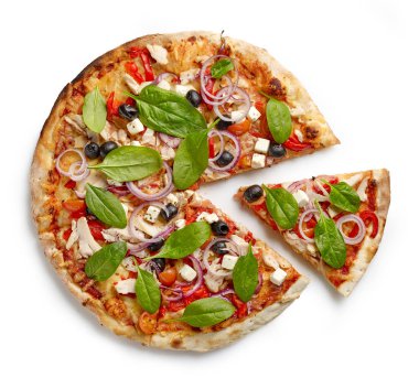 Taze pişmiş pizza.