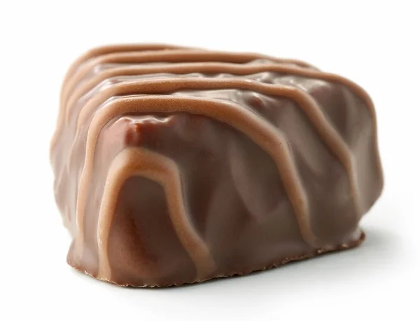 Chocolade Praline Geïsoleerd Witte Achtergrond Selectieve Focus — Stockfoto