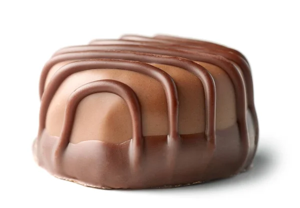 Chocolade Praline Geïsoleerd Witte Achtergrond Selectieve Focus — Stockfoto