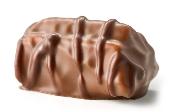 Chocolade Praline Geïsoleerd Witte Achtergrond Selectieve Focus — Stockfoto