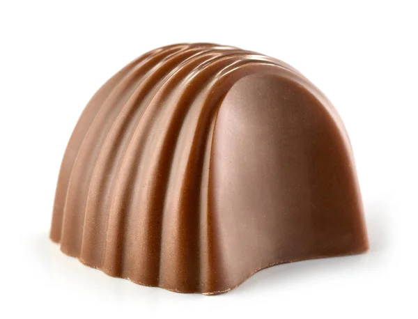 在白色背景下分离的巧克力果皮 有选择的重点 — 图库照片