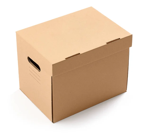 Closed Cardboard Box Isolated White Background — Stock Photo, Image