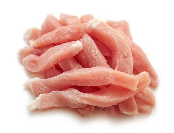Kawałki Surowego Mięsa Wieprzowego Izolowane Białym Tle — Zdjęcie stockowe