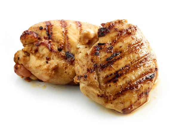 Gegrilltes Huhn Ohne Haut Schinken Fleisch Isoliert Auf Weißem Hintergrund — Stockfoto