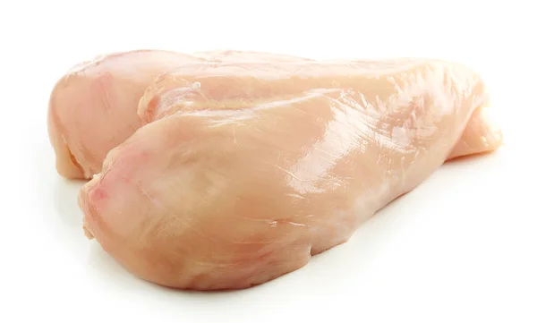 白地に隔離された新鮮な生チキンフィレ肉 — ストック写真