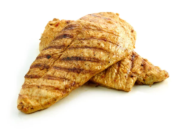 Gegrilltes Hühnerfilet Fleisch Isoliert Auf Weißem Hintergrund — Stockfoto