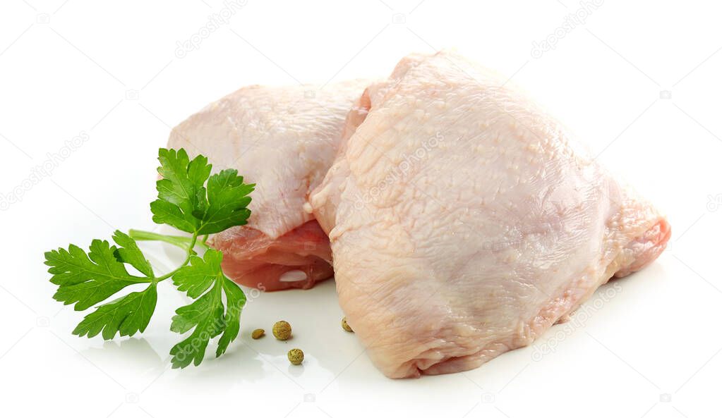 fresh raw chicken ham meat isolated on white background