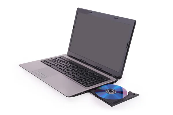 Laptop met Cd (uitknippad) — Stockfoto