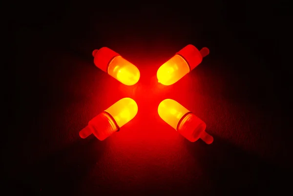 낚시 4 개의 빨간 Led 전원 표시등 — 스톡 사진