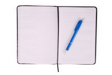 Siyah defter ve mavi kolu