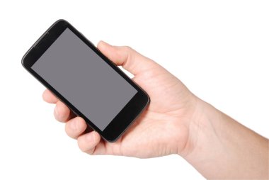 Akıllı telefonu tutan adam.