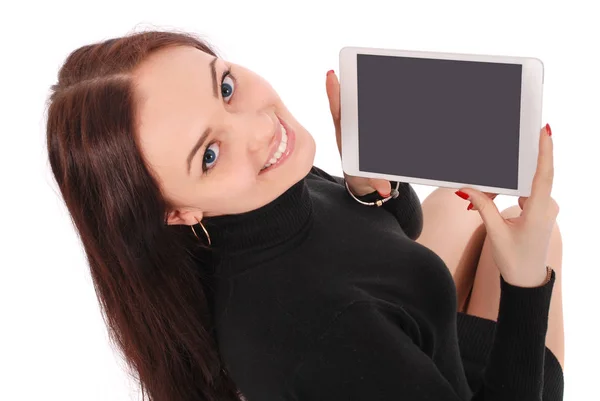 Happy student teenage girl with tablet pc — Stock Photo, Image