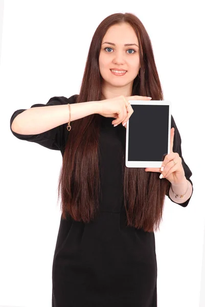Feliz estudiante adolescente con tableta PC — Foto de Stock