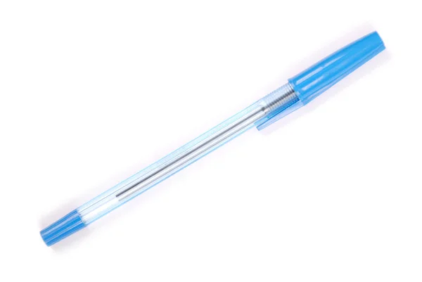 Caneta esferográfica de plástico azul — Fotografia de Stock