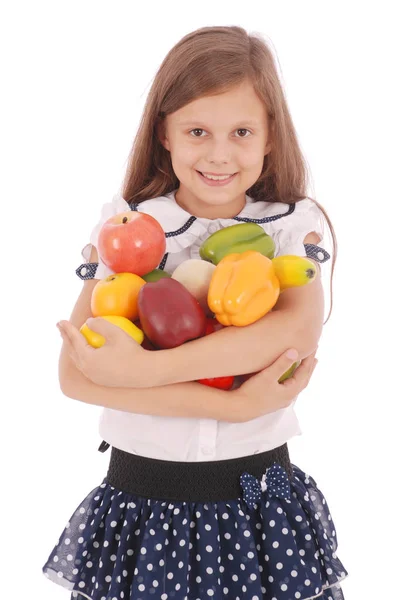Menina segurando frutas frescas — Fotografia de Stock