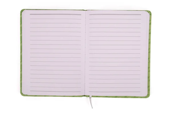 Green open notebook — Stock Photo, Image