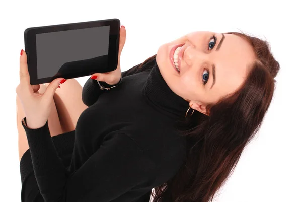 Student szczęśliwy nastolatkę z komputera typu tablet — Zdjęcie stockowe