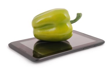 Yeşil biber bir Tablet Pc (kırpma yolu)