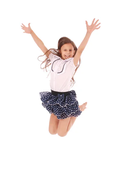 Jong meisje Ccheerful springen — Stockfoto