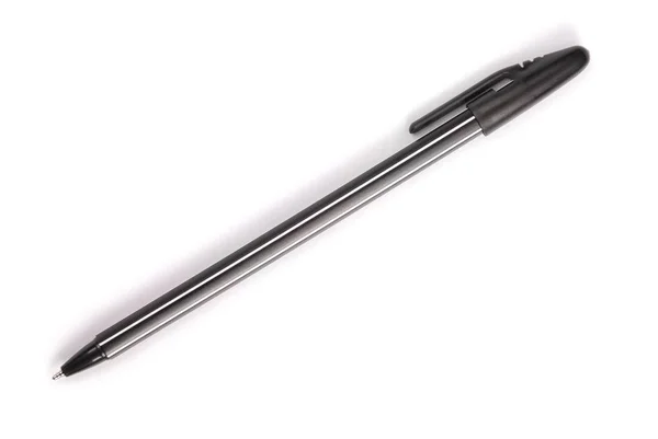 Black plastic ballpoint pen — Stock Photo, Image