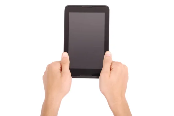 Hombre sosteniendo ambas manos tableta PC — Foto de Stock