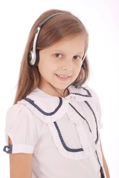 Happy young girl listening to music — Stock Photo, Image