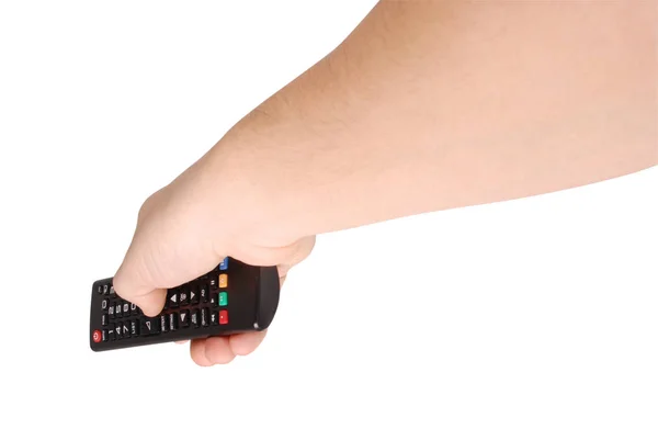 Hand holding remote control (Clipping path) — Stock Photo, Image