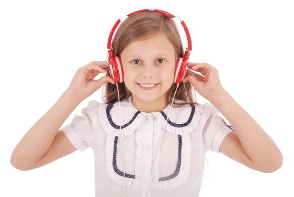 音楽を聴く幸せな若い女の子 — ストック写真