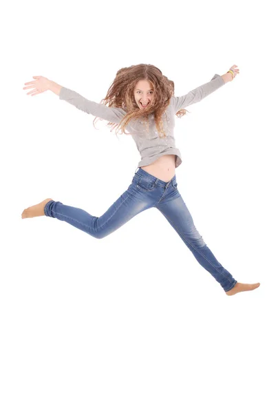 Teenage girl is jumping. — Stock Photo, Image