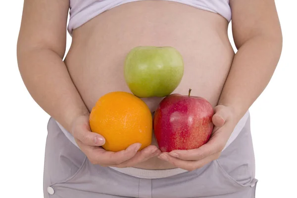 Zwangere vrouw met vruchten (uitknippad) — Stockfoto