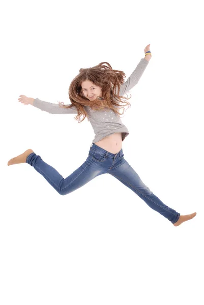 Teenage girl is jumping. — Stock Photo, Image