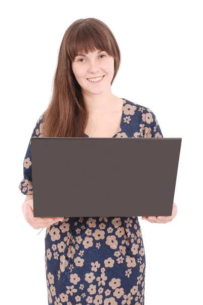 Retrato de estudiante adolescente con portátil — Foto de Stock