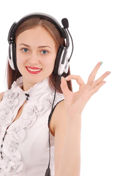 Bastante adolescente escuchando música en sus auriculares — Foto de Stock