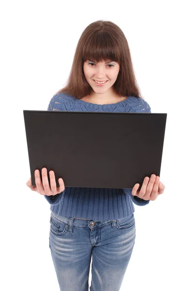 Portrait d'une adolescente étudiante avec ordinateur portable — Photo