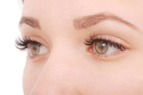 Gyönyörű nő szeme a hosszú szempillák. Stúdió felvétel — Stock Fotó
