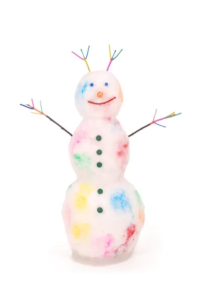 Boneco de neve de cor com chifres coloridos e mãos — Fotografia de Stock