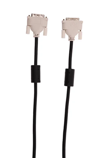 Schwarzes und weißes dvi-Kabel — Stockfoto