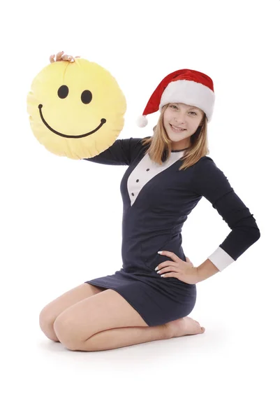 Girl in disguise Santa Claus — Stock Photo, Image