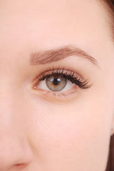 Hermoso ojo de mujer con pestañas largas. Captura de estudio — Foto de Stock