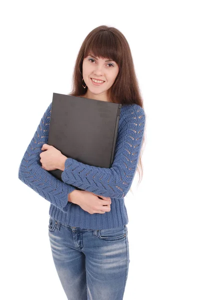 Retrato de estudiante adolescente con portátil — Foto de Stock